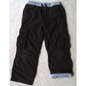 Mini Boden $56 Boys Cargo Pants 6-Pocket Jersey Flannel-Lined Brown/Gray Size 8